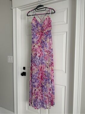 Express Floral Pleated Maxi Dress M